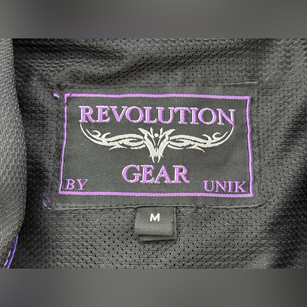 Women's Revolution Gear Biker Motorcycle Jacket With Purple Embroidered Wings - Picture 5 of 13